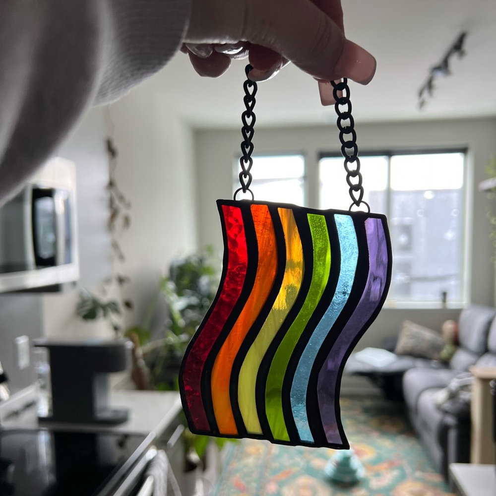 Stained glass pride flag